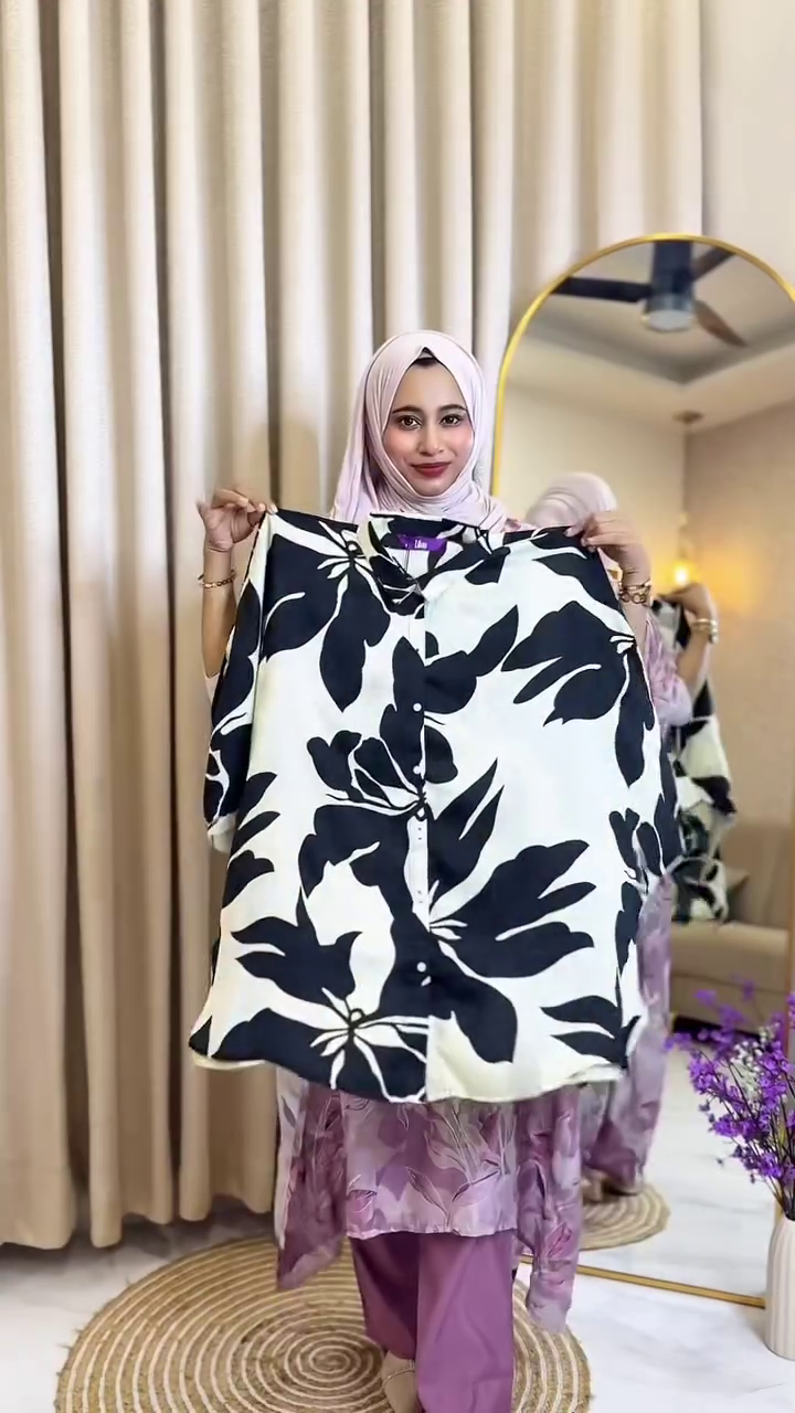 🖤 Monochrome Bloom Modest Co-Ord Set for Women 🖤