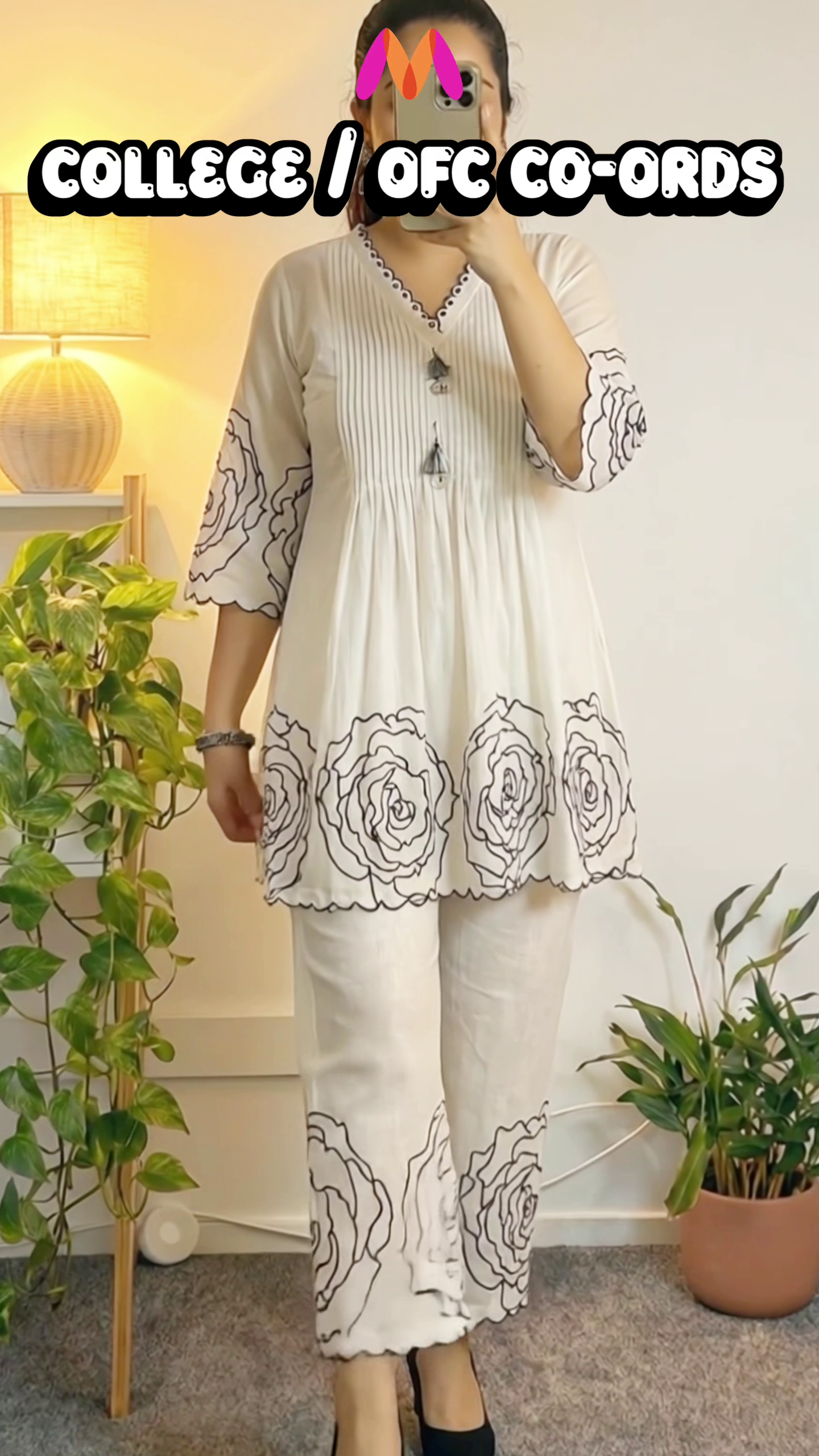 🌸 Ivory Rose Embroidered Co-Ord Set for Women 🌸